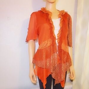 ❤ 4 for $25 ❤ Lace Orange Cardigan Large